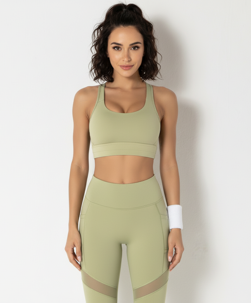 Women’s High Support Yoga Sports Bra – Shockproof, Gathered Design, Fitness Activewear Top