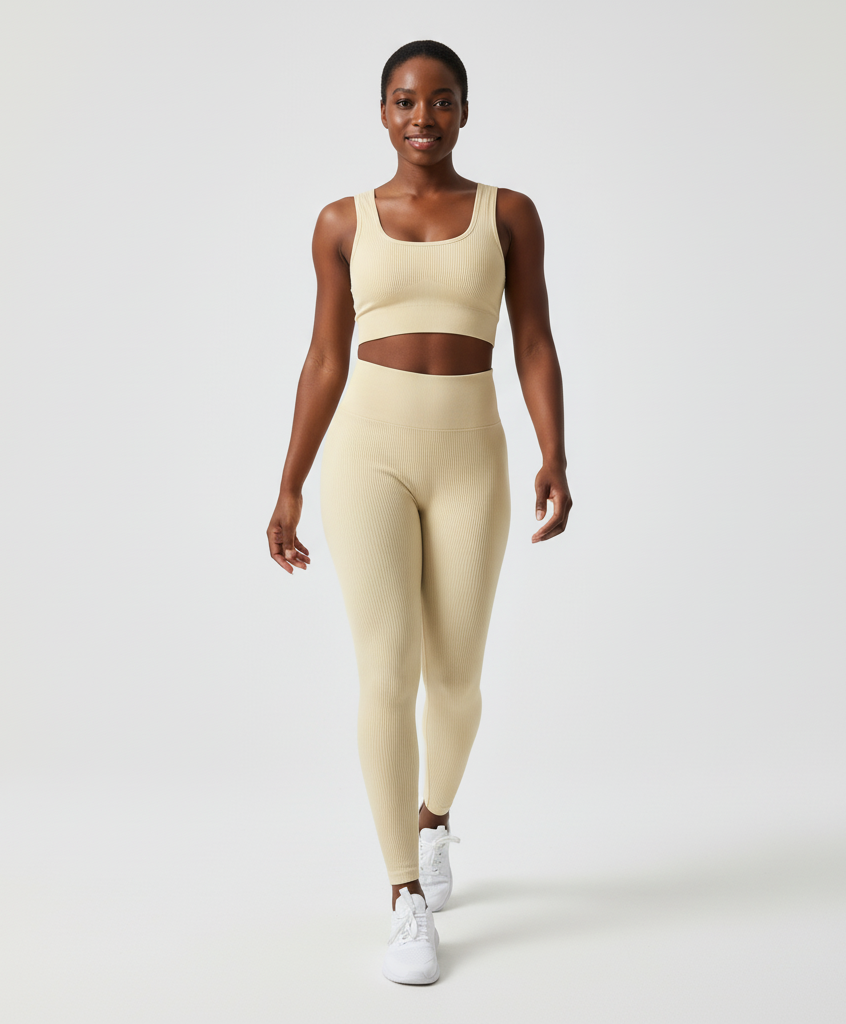 Women’s Seamless Sports Bra and High-Waist Leggings 2-Piece Set