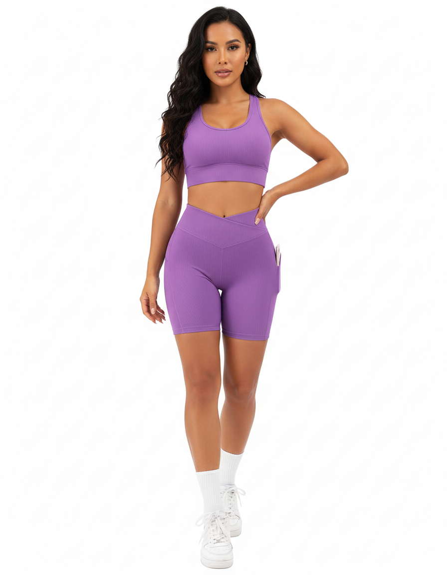 High Rise Sports Shorts for Women – Leopard Print Workout & Running Shorts with Pockets