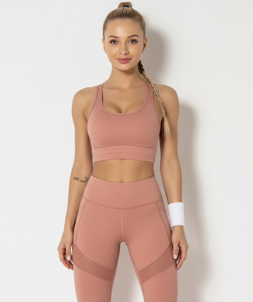 Women’s High Support Yoga Sports Bra – Shockproof, Gathered Design, Fitness Activewear Top