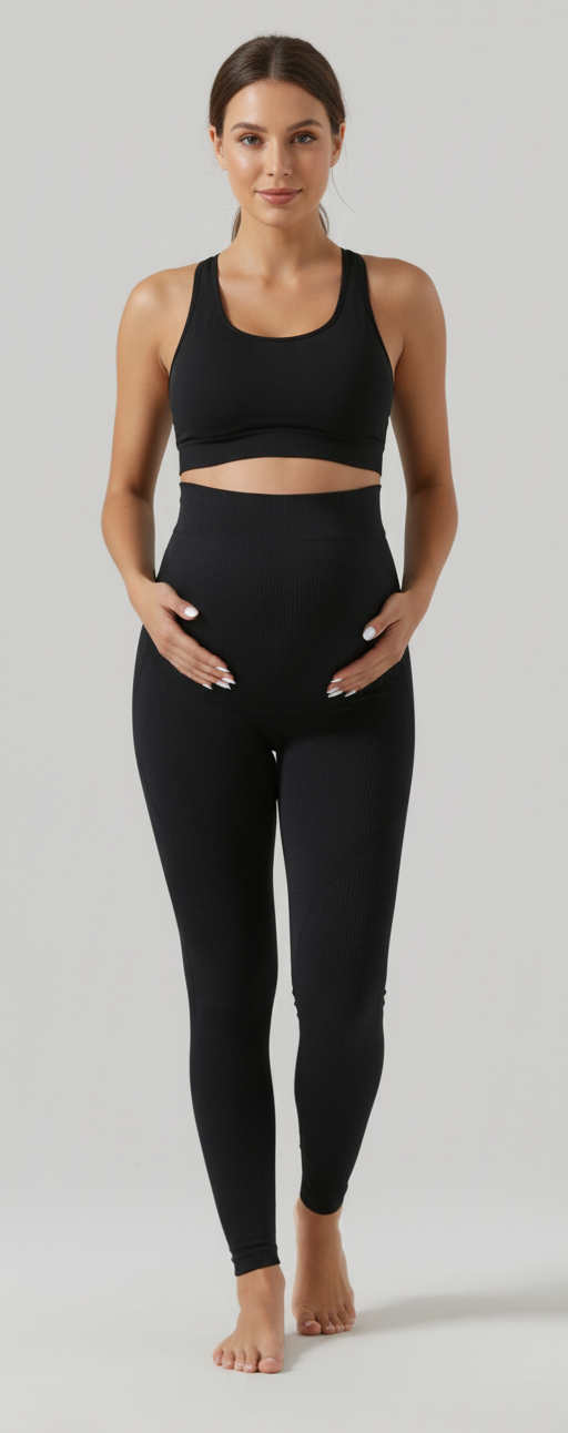 Maternity Belly Support Leggings – Seamless Stretch Yoga Pants