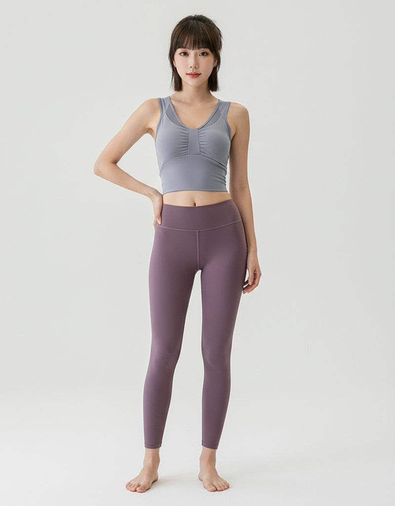 Women’s V-Neck Sports Bra Crop Top – Padded Yoga & Fitness Activewear Tank