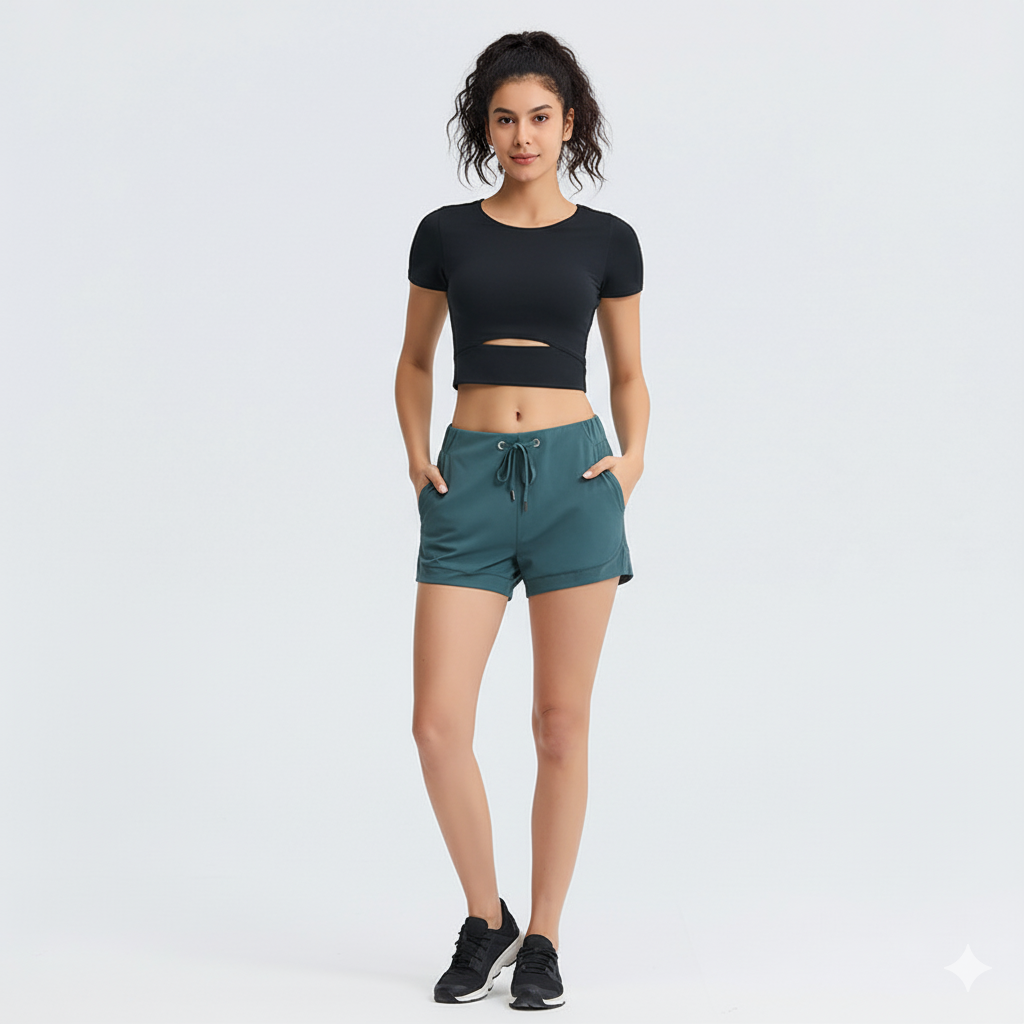 Women’s Buttery Soft Crop Top – Slim Fit Padded Short Sleeve Workout & Running Shirt
