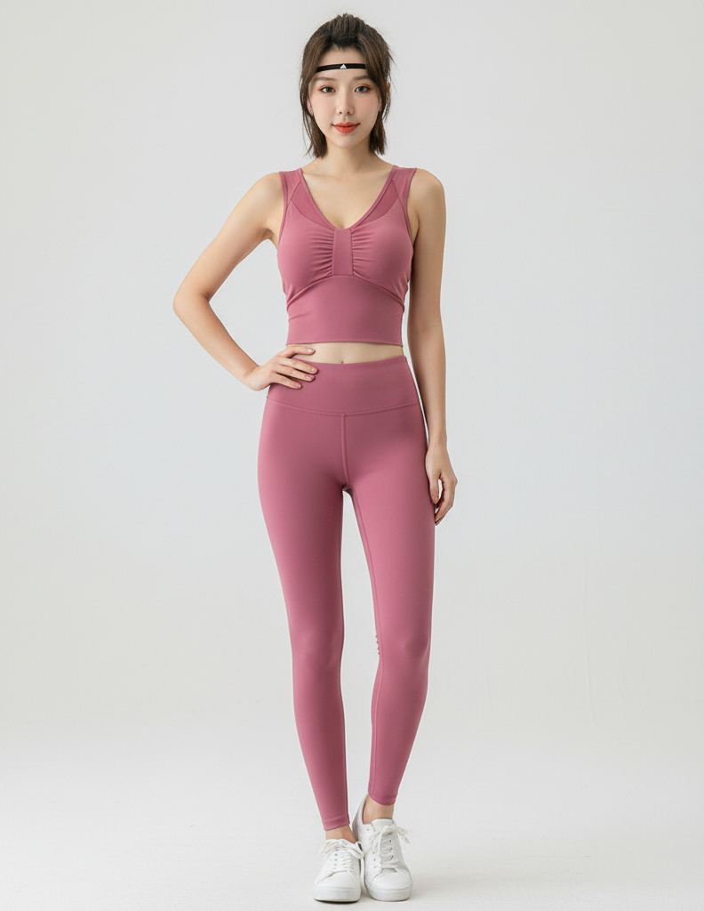 Women’s V-Neck Sports Bra Crop Top – Padded Yoga & Fitness Activewear Tank