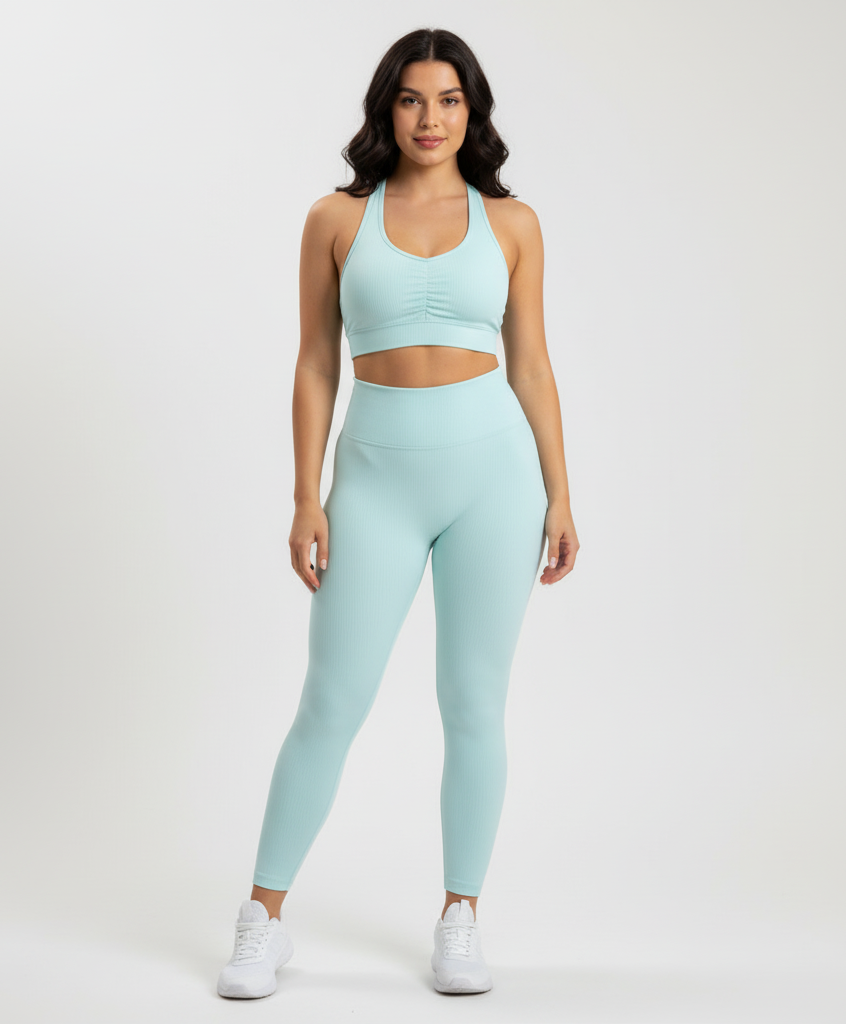 Women’s Strappy Sports Bra and High-Waist Leggings 2-Piece Set