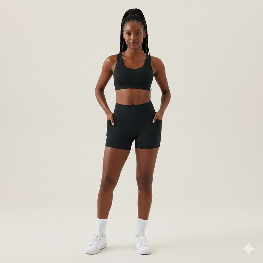 Classic Black Yoga Shorts for Women – Tummy Control High Waist Workout Shorts