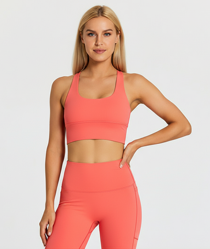 Women’s Yoga Sports Bra – Beauty Back Design, Padded, High Support Workout Top