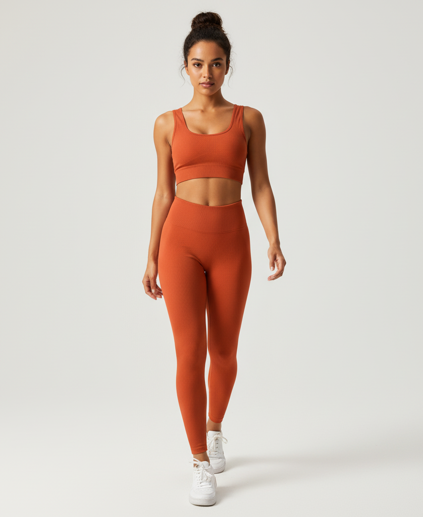 Women’s Seamless Sports Bra and High-Waist Leggings 2-Piece Set