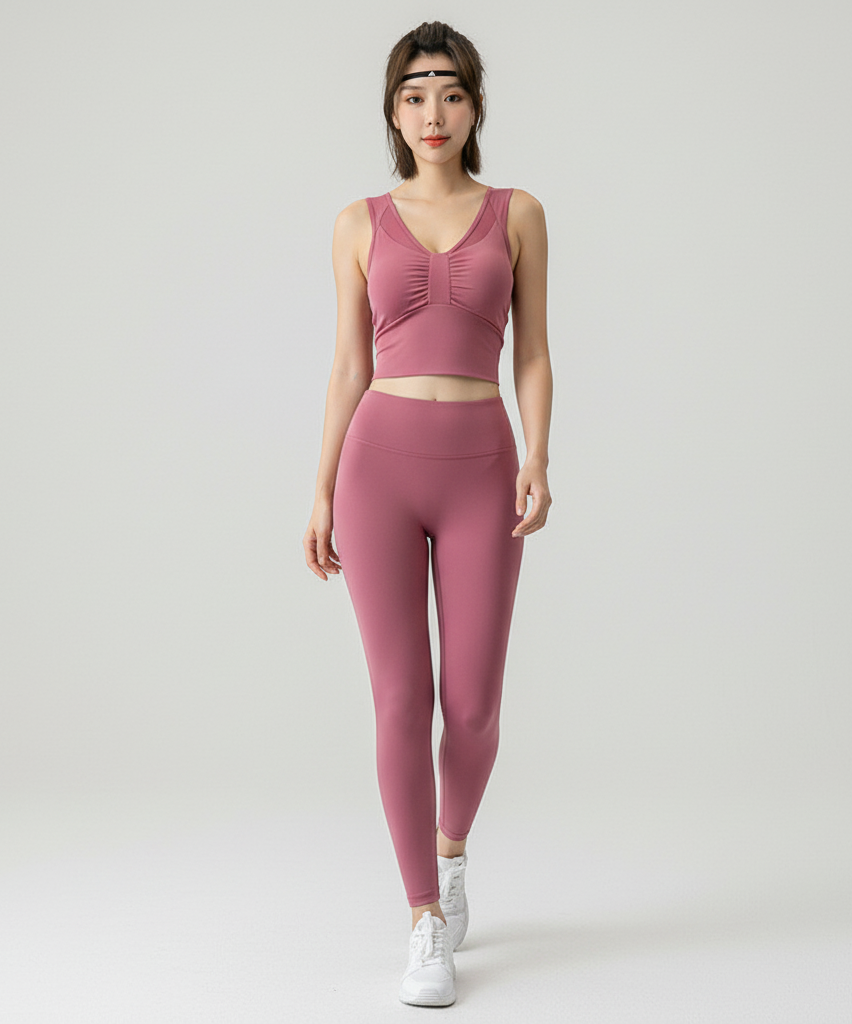 Women’s V-Neck Sports Bra Crop Top – Padded Yoga & Fitness Activewear Tank