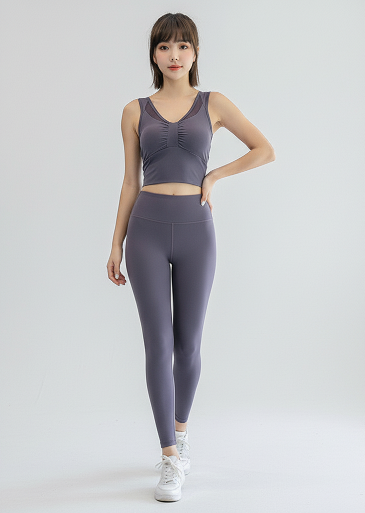 Women’s V-Neck Sports Bra Crop Top – Padded Yoga & Fitness Activewear Tank