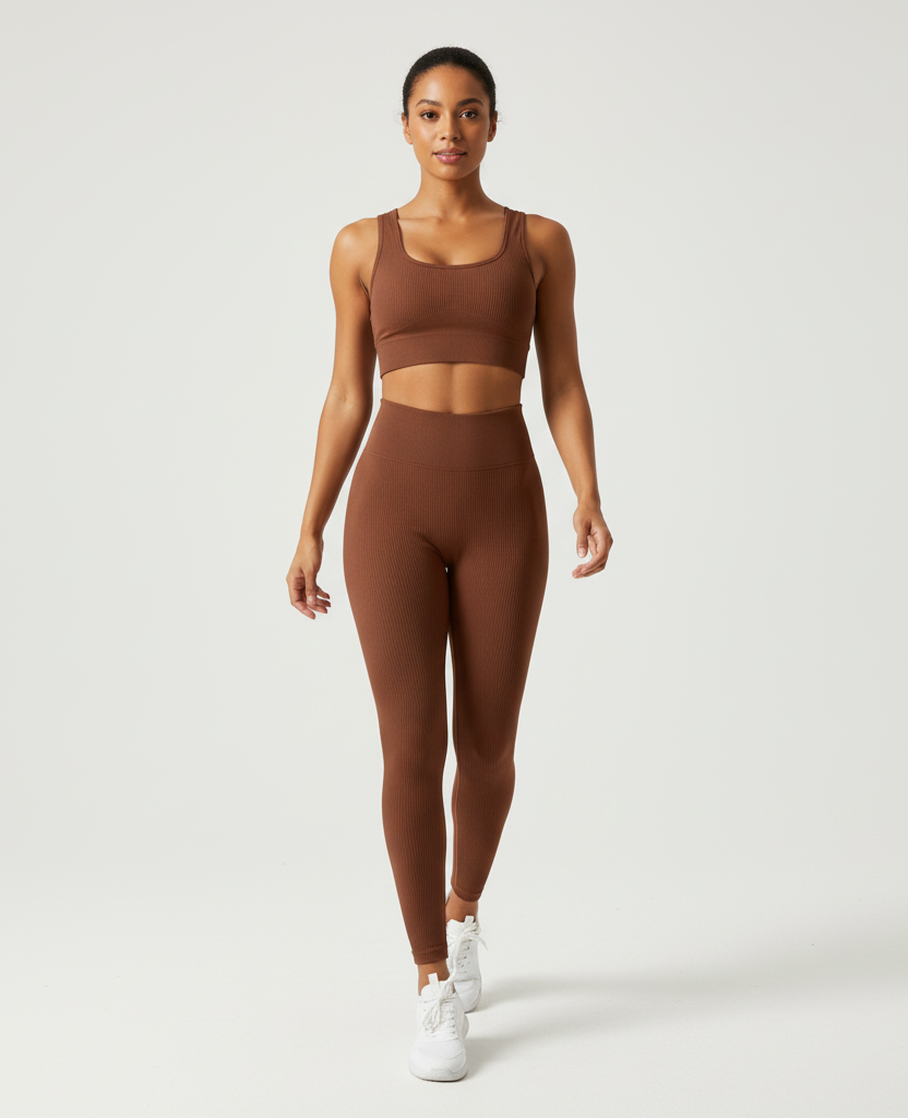 Women’s Seamless Sports Bra and High-Waist Leggings 2-Piece Set
