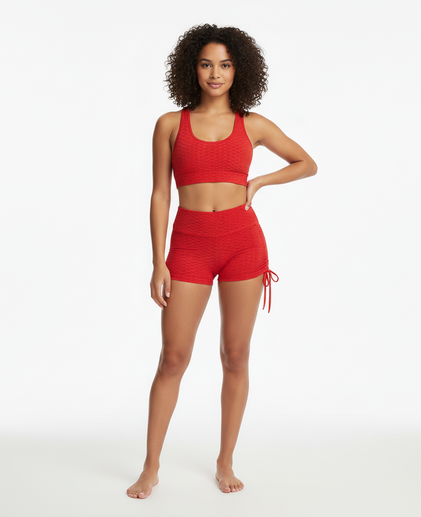 Scrunch Textured Yoga Shorts – Women's Butt Lift Drawstring Workout Shorts