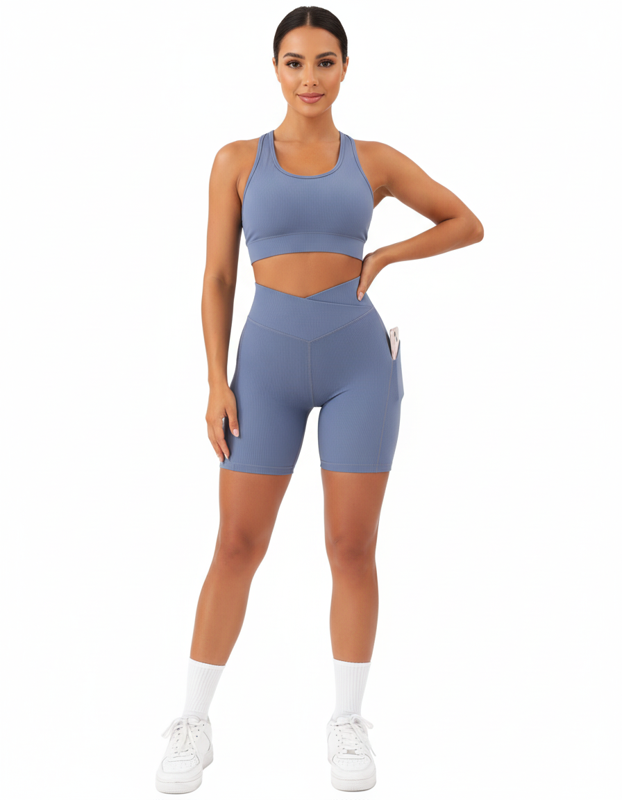High Rise Sports Shorts for Women – Leopard Print Workout & Running Shorts with Pockets