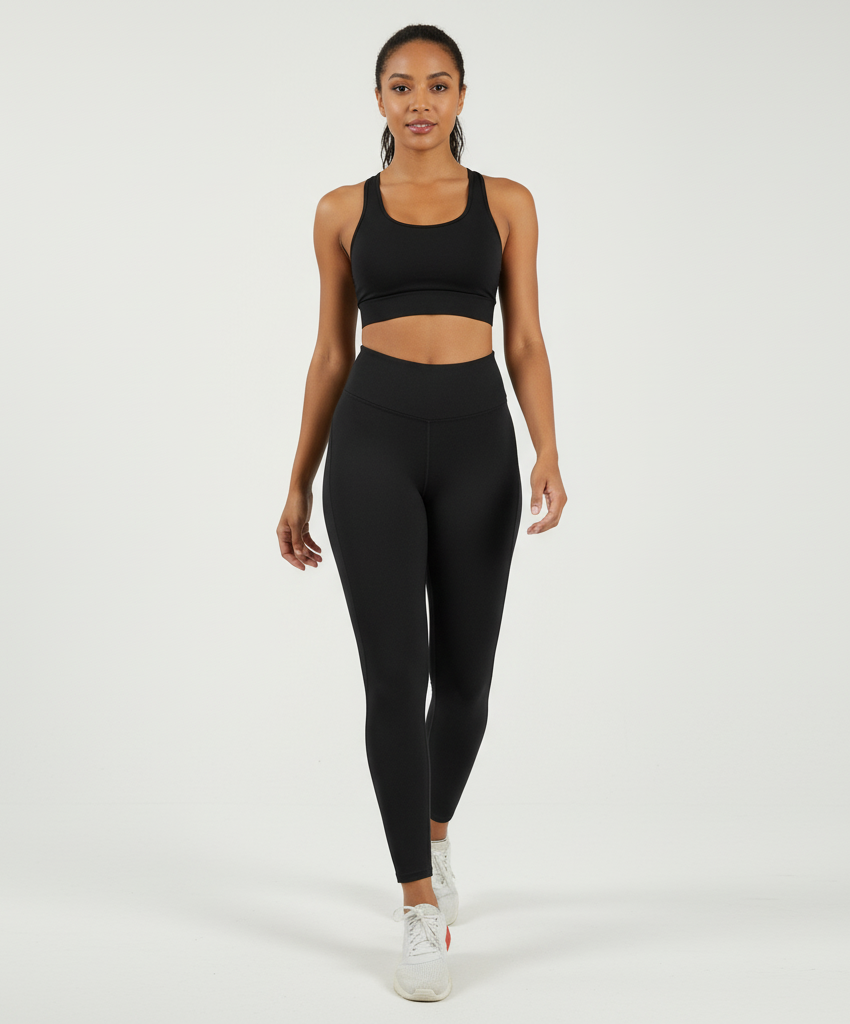 Solid Color Workout Leggings – High Waist Compression Fit