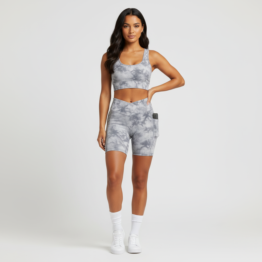 High Rise Sports Shorts for Women – Leopard Print Workout & Running Shorts with Pockets