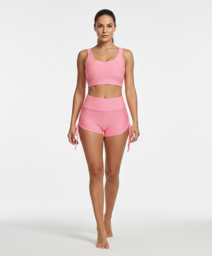 Scrunch Textured Yoga Shorts – Women’s Butt Lift Drawstring Fitness Shorts