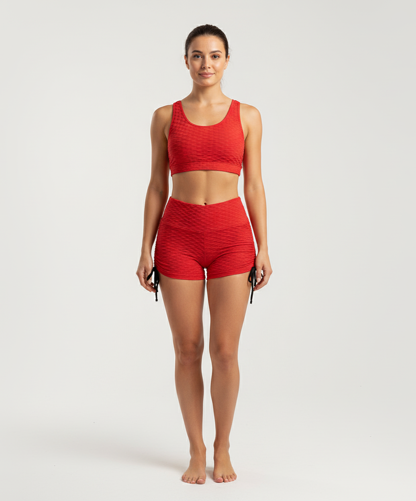 Scrunch Textured Yoga Shorts – Women’s Butt Lift Drawstring Fitness Shorts