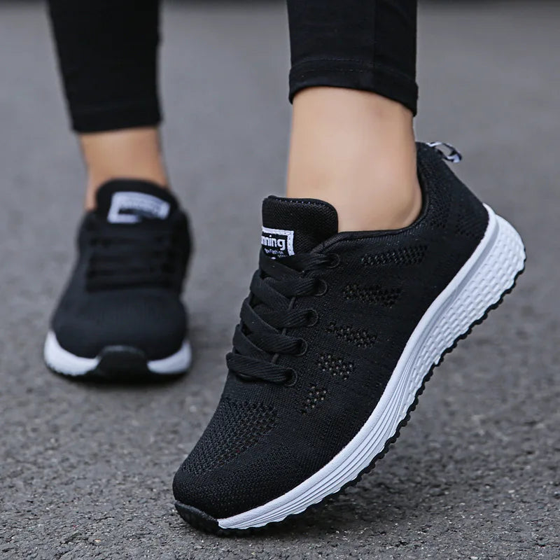 Pambabaeng Kaswal na Sapatos Fashion Breathable Walking Mesh Flat Shoes Sneakers 