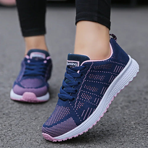 Pambabaeng Kaswal na Sapatos Fashion Breathable Walking Mesh Flat Shoes Sneakers 