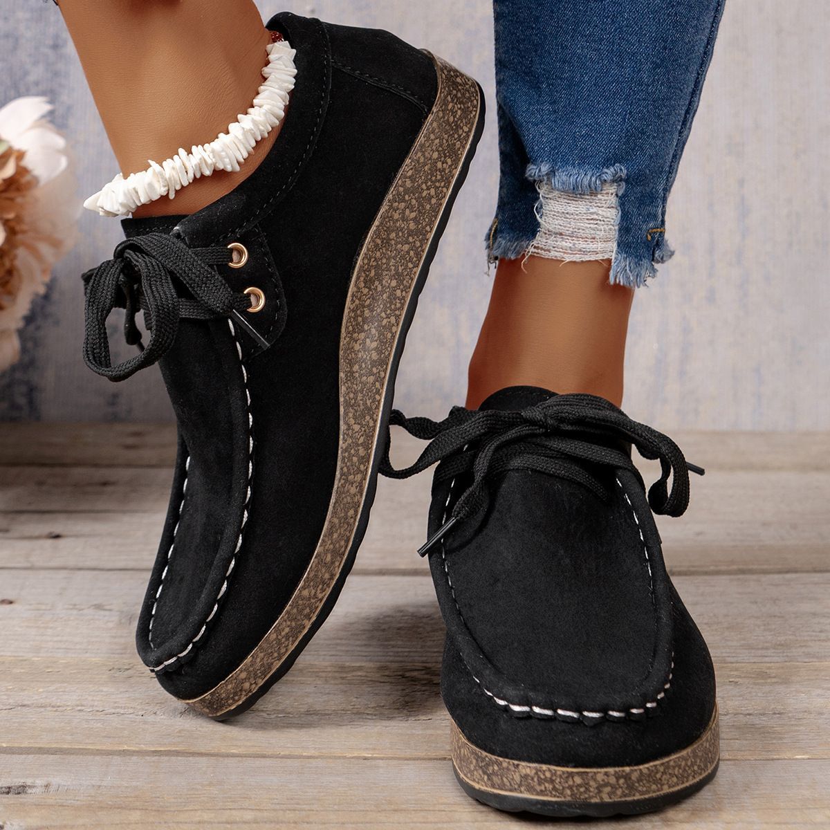 Plus Size Women's Shoes Flat Elastic Band Slip-on Casual Shoes