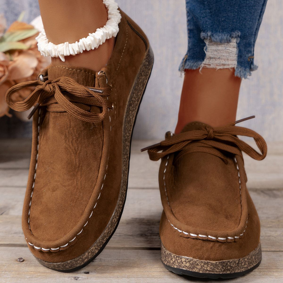 Plus Size Women's Shoes Flat Elastic Band Slip-on Casual Shoes