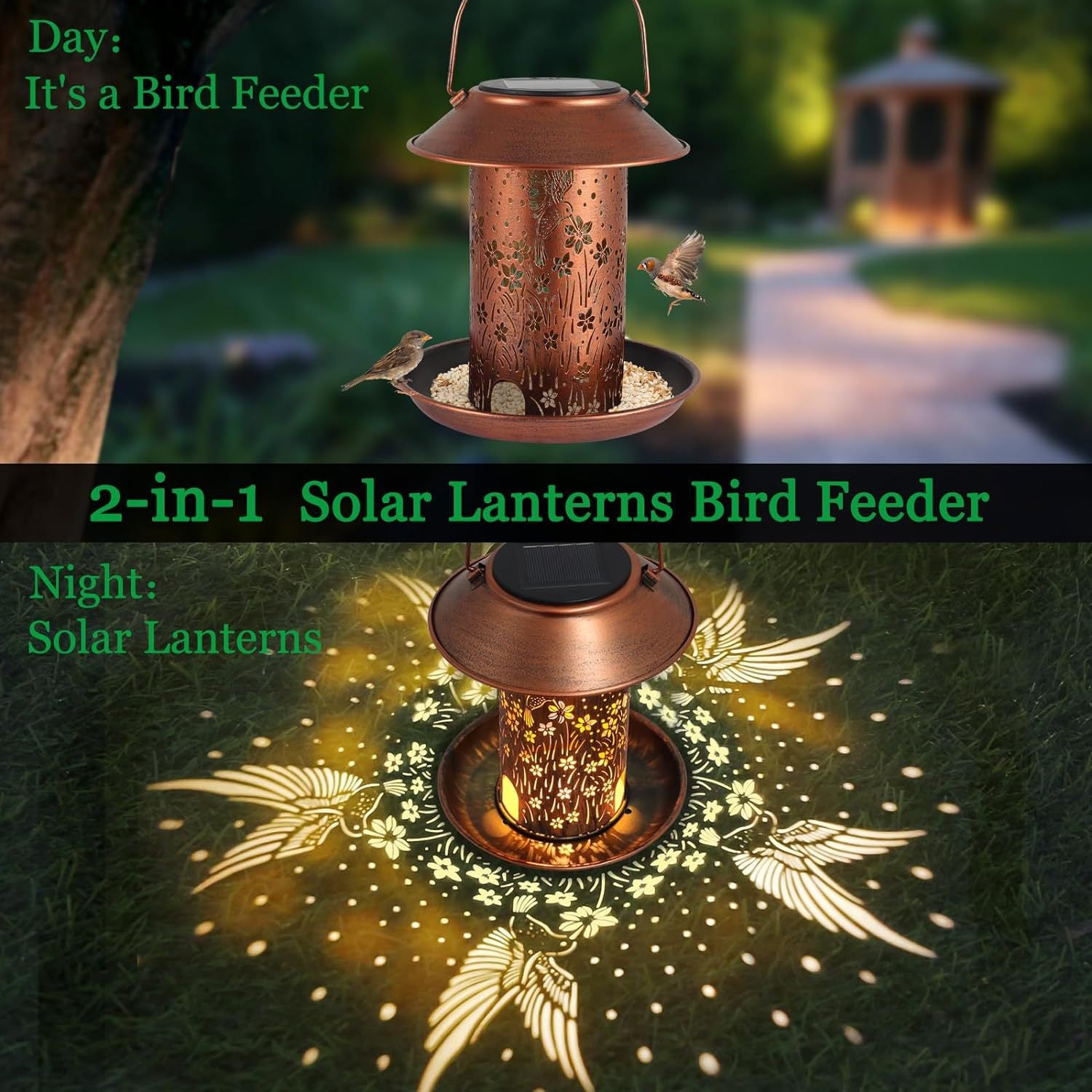 Solar Lamp Feeder Outdoor Waterproof Iron Art