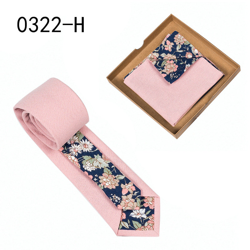 Men's Cotton Floral Tie & Pocket Square Set