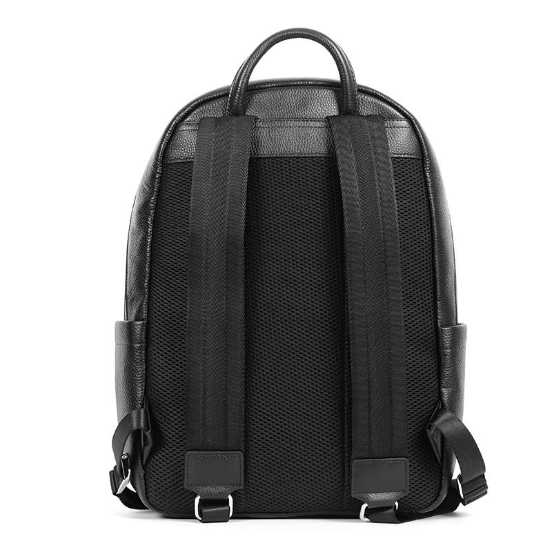 Mens Leather Travel Backpack Solid Black Everyday Carry