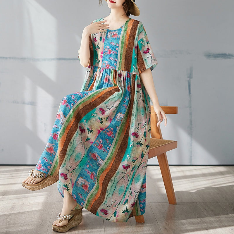 Simple Fashion Plus-sized Bohemian Maxi Dress