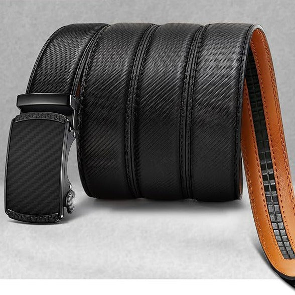 Men's Cowhide Leather Belt with Automatic Buckle
