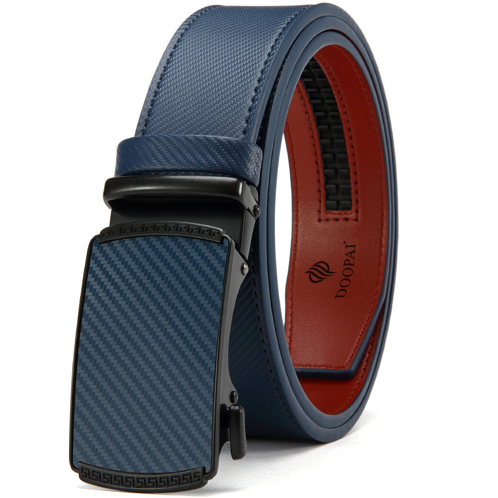 Men's Leather Belt with Alloy Automatic Buckle