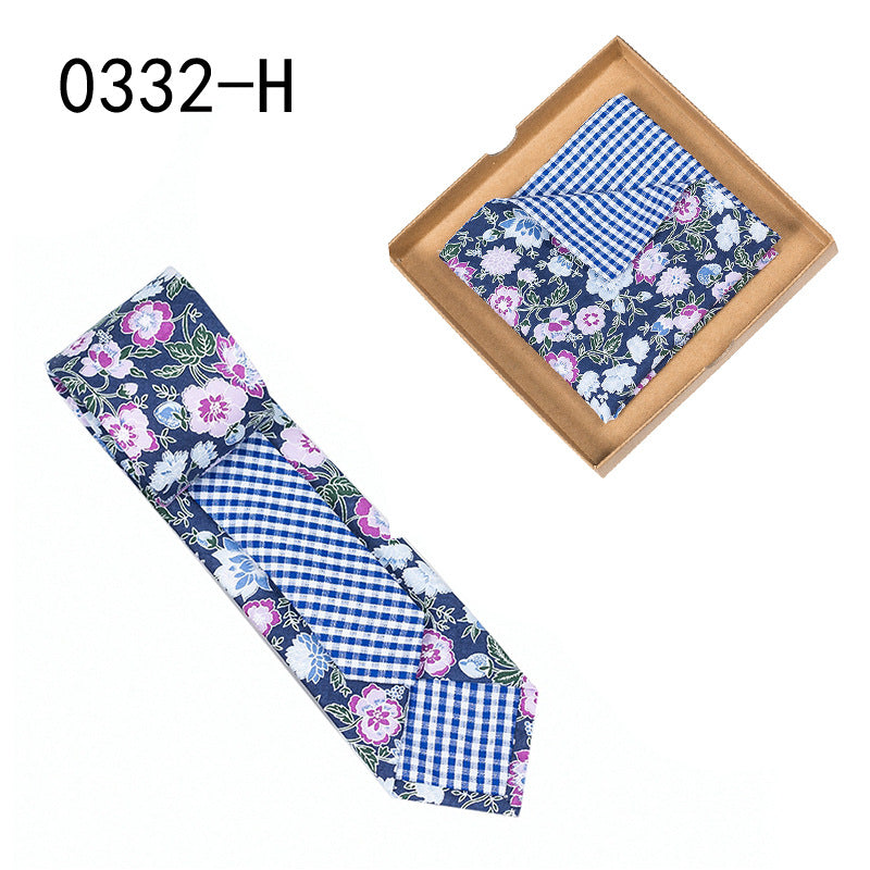 Men's Cotton Floral Tie & Pocket Square Set