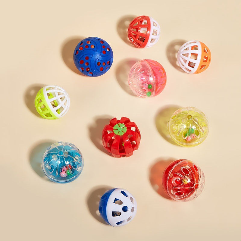 Colored Plastic Bell Mesh Hollow Sound Cat Teasing Ball
