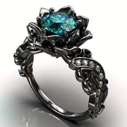 Unisex Gun Black Rose Crystal Punk Ring Metal Zinc Alloy