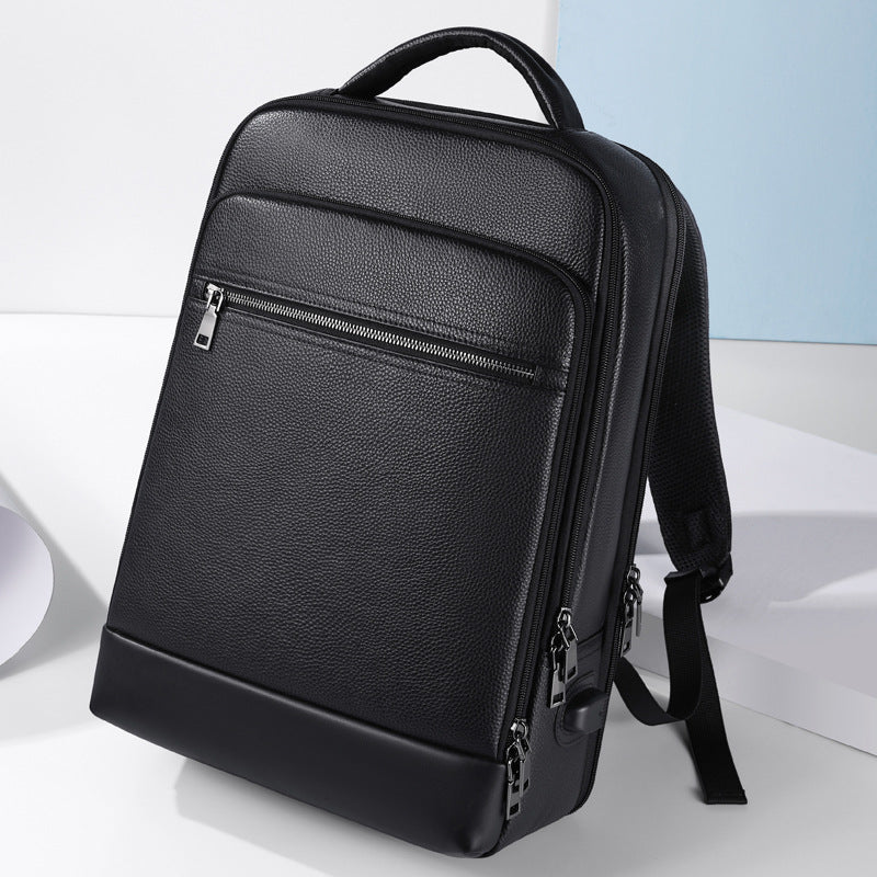 Leather Men's Business Computer Backpack