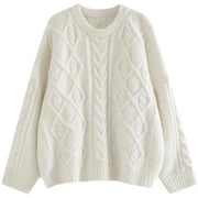 Round Neck Loose Pullover Idle Style Outerwear Cable-knit Sweater Women