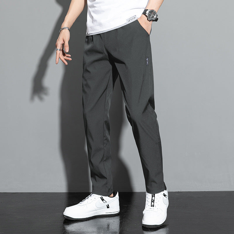 Men’s Summer Ice Silk Loose Straight Casual Pants – Breathable Thin Trousers