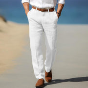 Men’s Linen Trousers – Thin Cotton Casual Solid Color Straight Pants