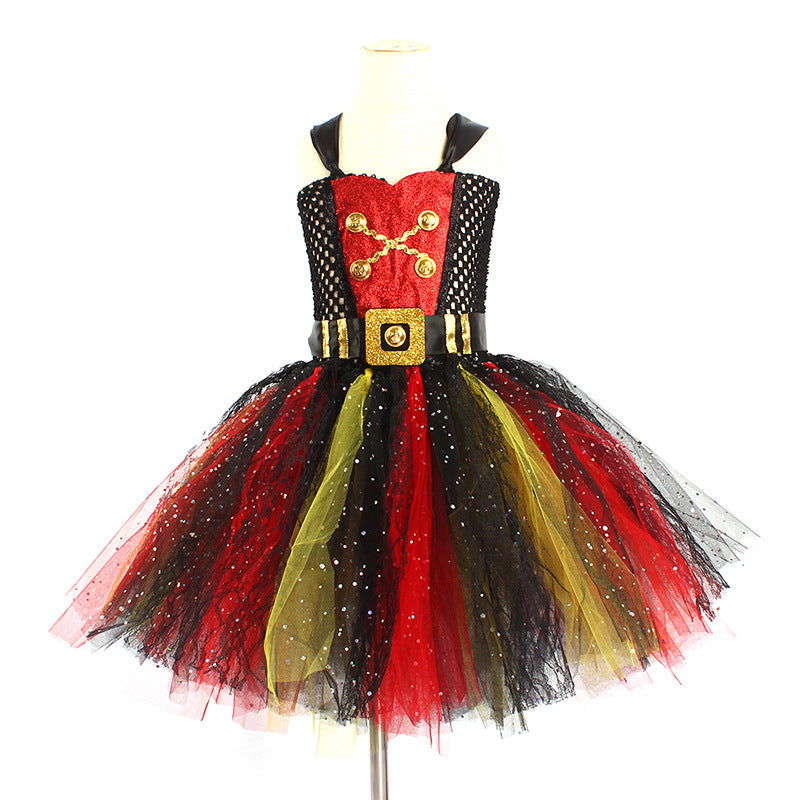 Girls Pirates of the Caribbean Costume – Sequin Gauze Halloween Party Dress-Up Outfit