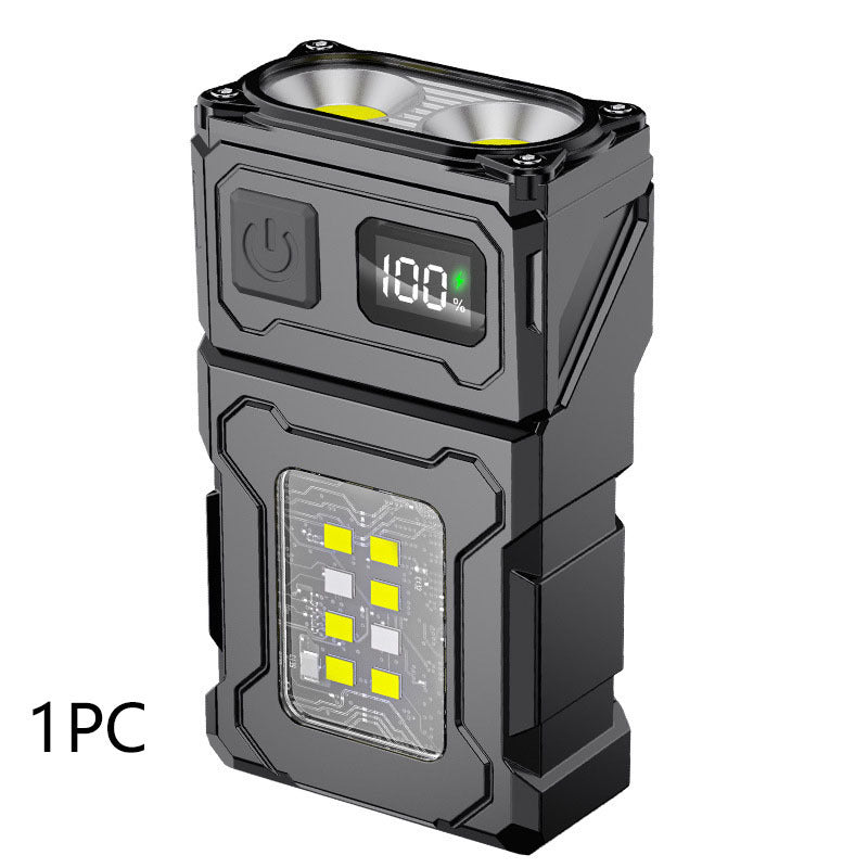 Keychain Light Type-C Charging Outdoor Highlight Lock And Load Spray Dual Light Source Strong Light Mini Flashlight