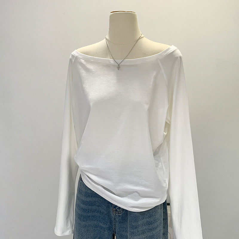 Hot Girl Style Off-neck Oblique Shoulder Tops Women