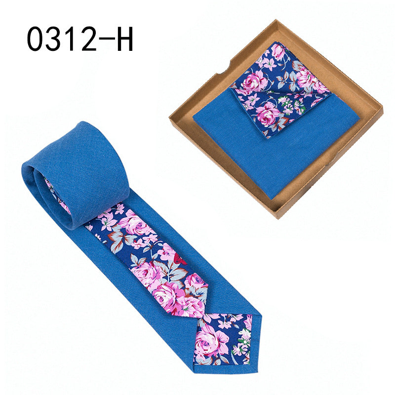 Men's Cotton Floral Tie & Pocket Square Set