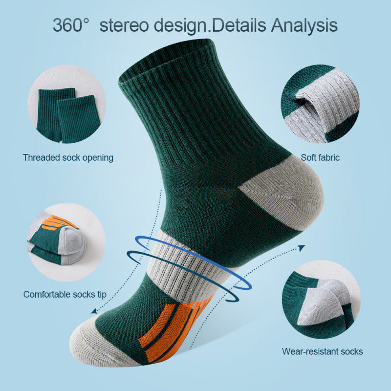 Men's Middle Tube Color Matching Basketball Socks