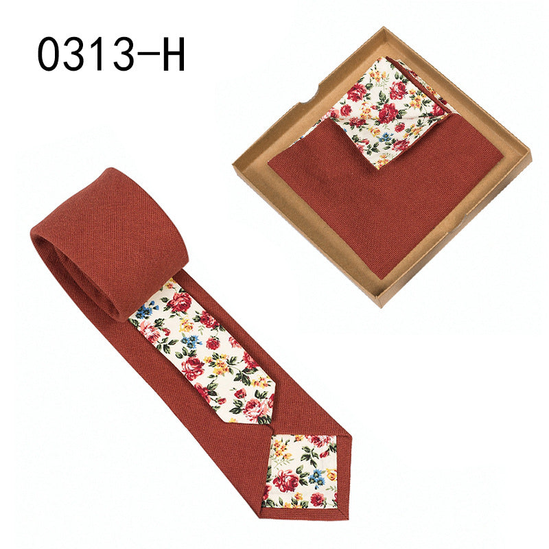 Men's Cotton Floral Tie & Pocket Square Set