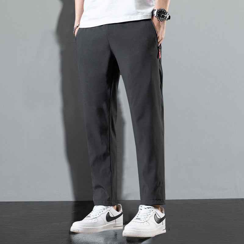 Men’s Summer Ice Silk Loose Straight Casual Pants – Breathable Thin Trousers