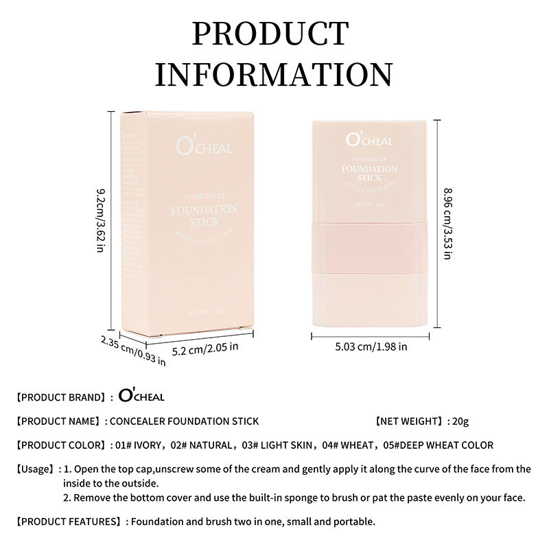 Smear-proof Makeup Liquid Foundation Double-headed Rotating Concealer Lasting