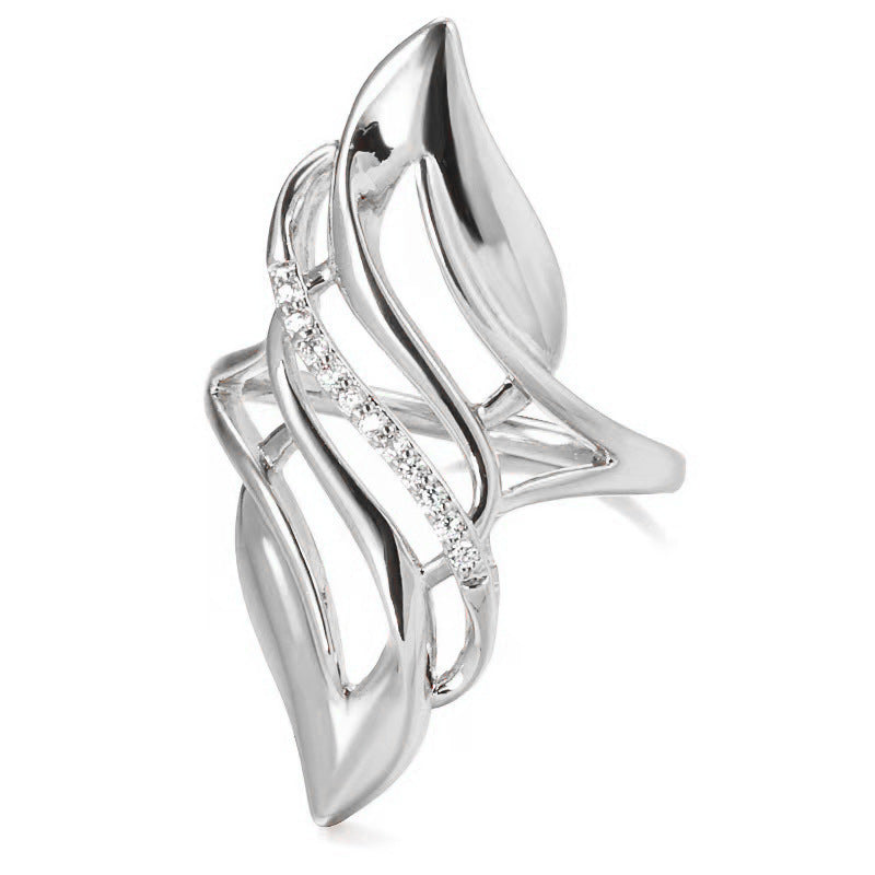 Women’s Exaggerated Curve Ring – Copper Leaves Design Jewelry