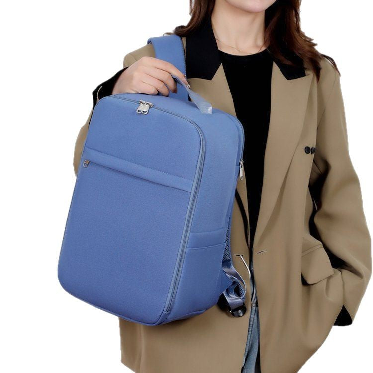 Unisex Structured Oxford Cloth Backpack Solid Color Capacity