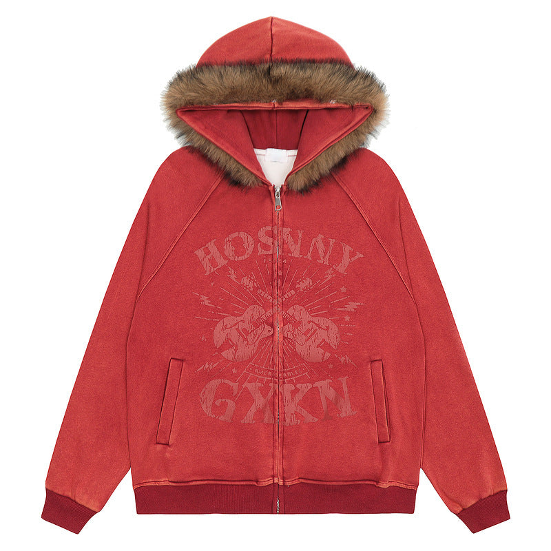 Fur Collar Hood Sweater For Men And Women Lazy And Loose