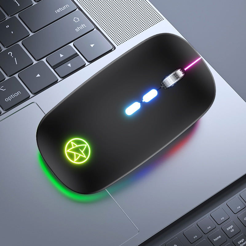 Wireless Bluetooth Mouse Dual-mode Luminous Charging Game Office 5-key Metal Roller